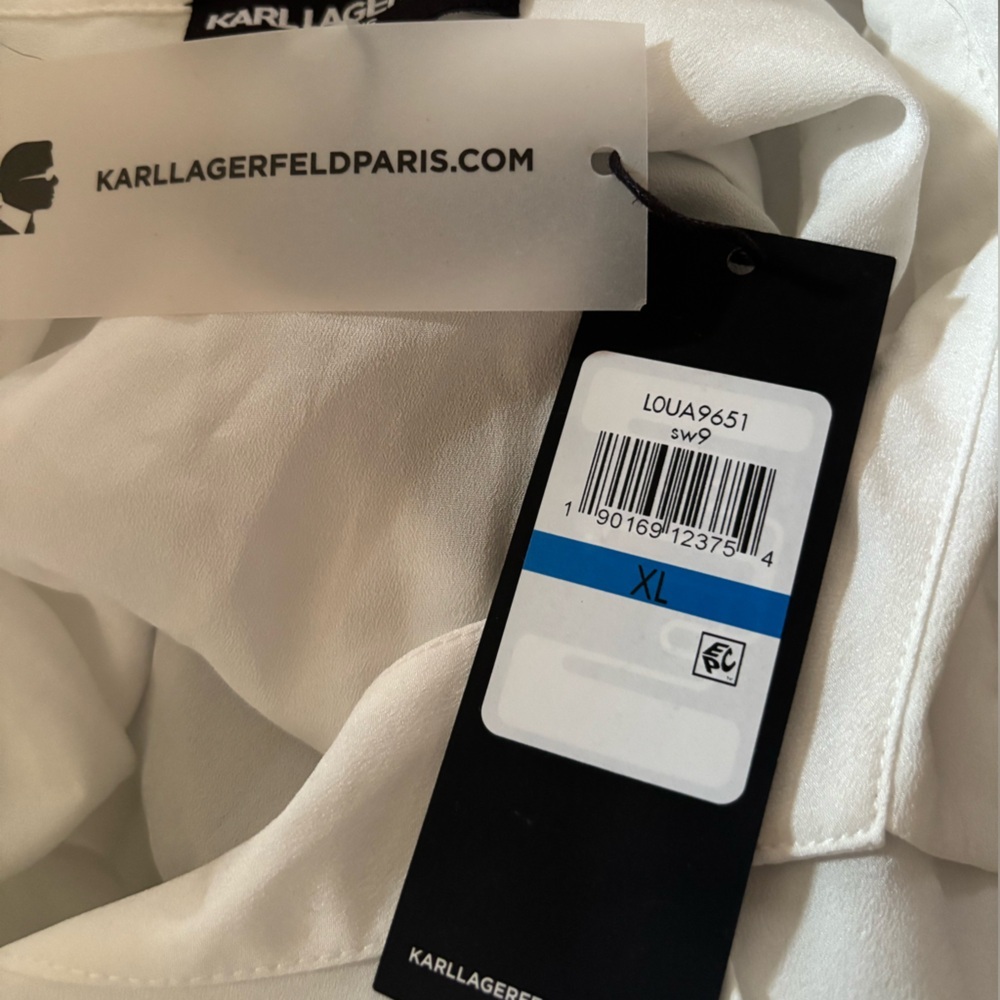 NWT Karl Lagerfeld ruffle front button down blouse - Picture 10 of 12